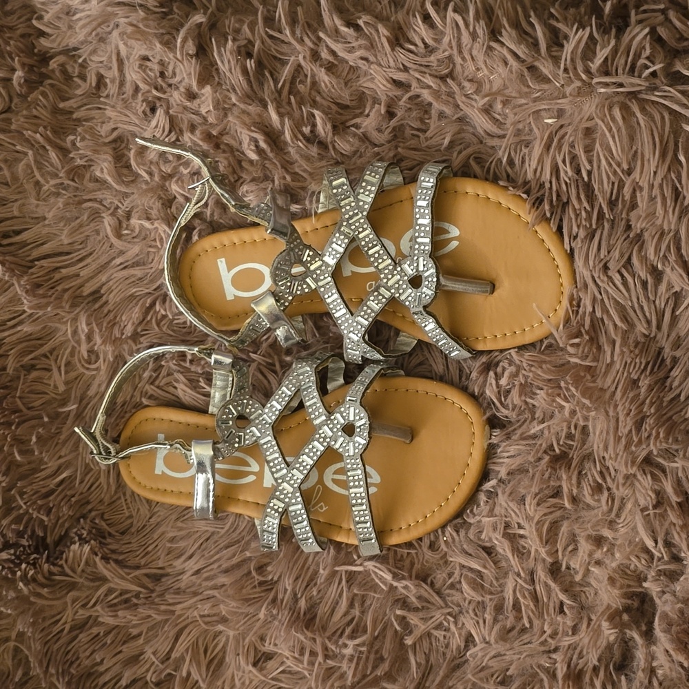 Bebe Kids leather and silver rhinestone sandals, Size 1